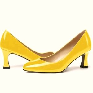 SKYSTERRY Women's Office Round Toe Patent Casual Slip On Spool Mid Heel...